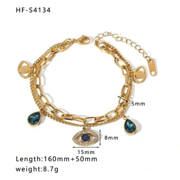 Cuff 18k Gold Plated Women Stainless Steel Fashion Jewelry Zircon Chain Bracelet - Image 12