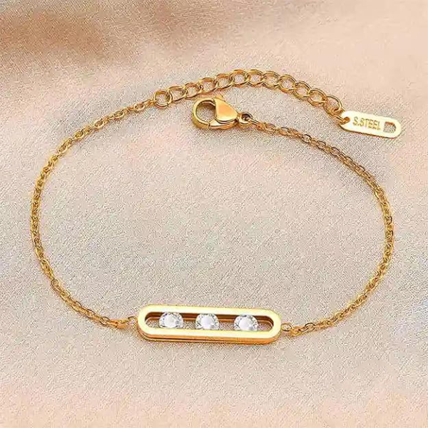 Cuff 18k Gold Plated Women Stainless Steel Fashion Jewelry Zircon Chain Bracelet - Image 5