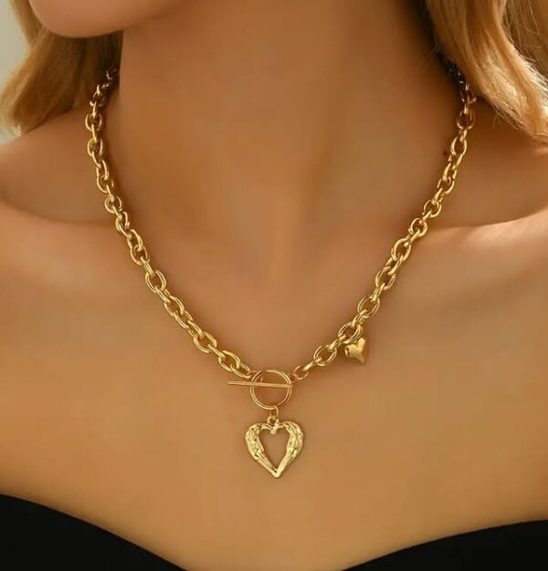 Cuff 18K Gold Plated women Stainless Steel Fashion Jewelry Chain Heart Necklace