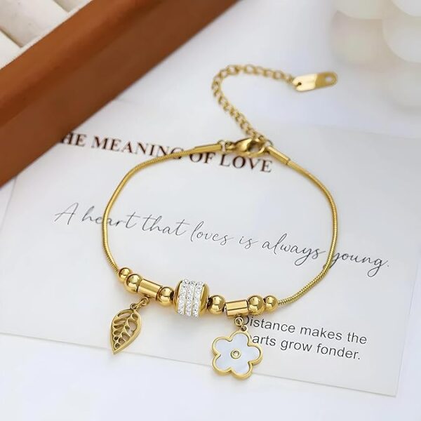 Cuff 18k Gold Plated Women Stainless Steel Fashion Jewelry Adjusted Zircon Chain Bracelet - Image 9