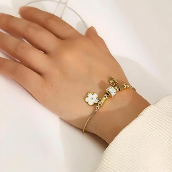 Cuff 18k Gold Plated Women Stainless Steel Fashion Jewelry Adjusted Zircon Chain Bracelet - Image 3