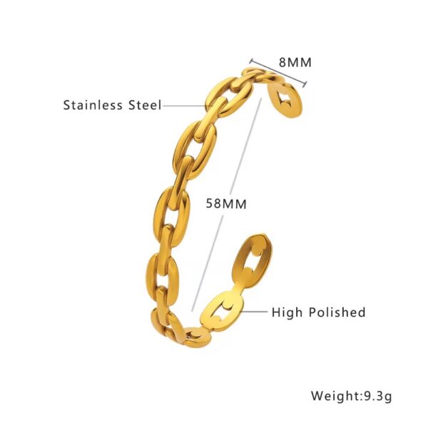 Cuff 18k Gold Plated Waterproof Women Stainless Steel Fashion Jewelry Bracelet Bangle Hollow C Shape Chunky - Image 2