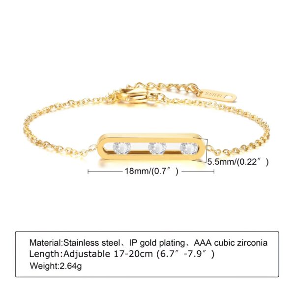 Cuff 18k Gold Plated Women Stainless Steel Fashion Jewelry Zircon Chain Bracelet - Image 6