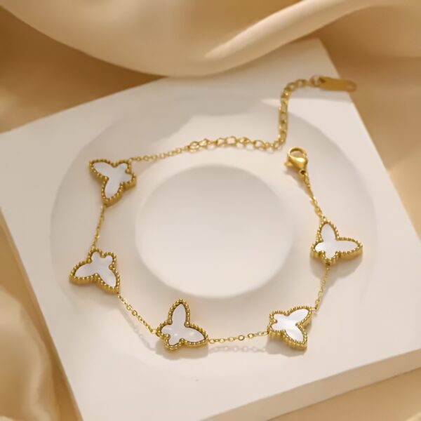 Cuff 18k Gold Plated Women Stainless Steel Fashion Jewelry Adjusted Chain Bracelet Butterfly Shape