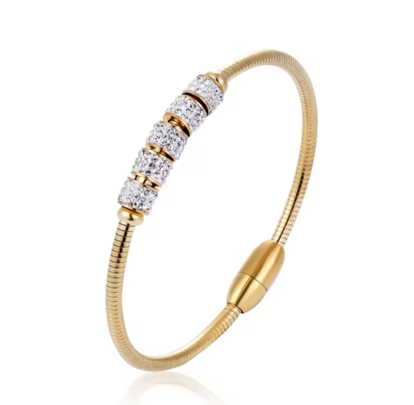 Cuff 18k Gold Plated Women Stainless Steel Fashion Jewelry Adjusted Zircon Bracelet - Image 12