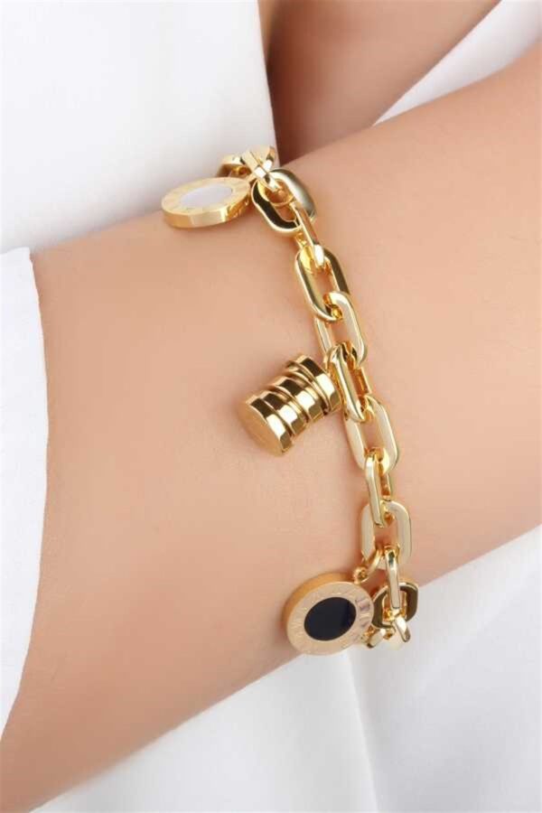 Cuff 18k Gold Plated Women Stainless Steel Fashion Jewelry Chain Bracelet - Image 2